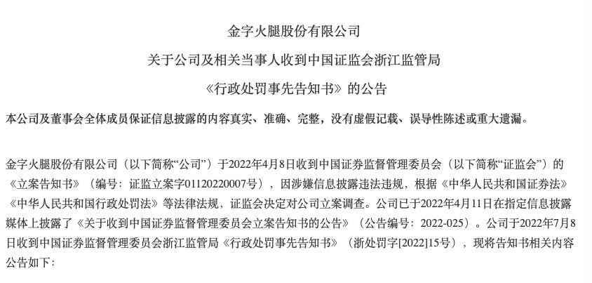 女婿炒期货亏5510.53 万 金字火腿原实控人套现15亿离场