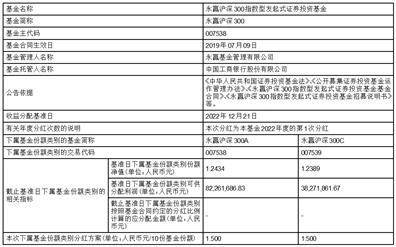 永赢沪深300指数型发起式证券投资基金分红公告