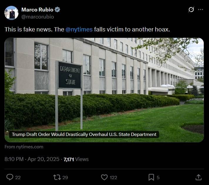 特朗普大刀砍向鲁比奥的国务院<strong></p>
<p>炒币经验</strong>？“236年来最大重组之一”