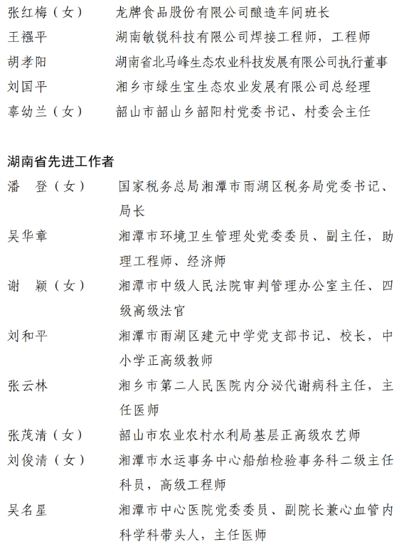 中共湖南省委湖南省人民政府关于表彰湖南省劳动模范和先进工作者的决定