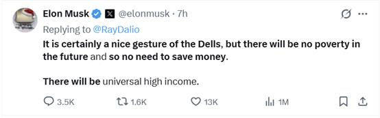 马斯克：AI将创造“全民高收入” 存钱将变得不再必要<strong></p>
<p>币圈造富神话</strong>！